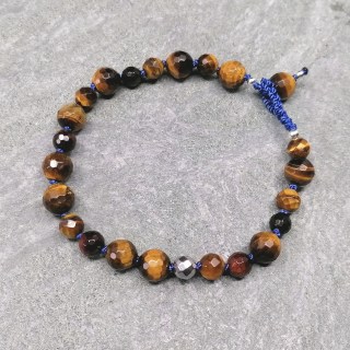 Edelstein Armband Tiger, handgeknüpft, gehäkelter Verschluss